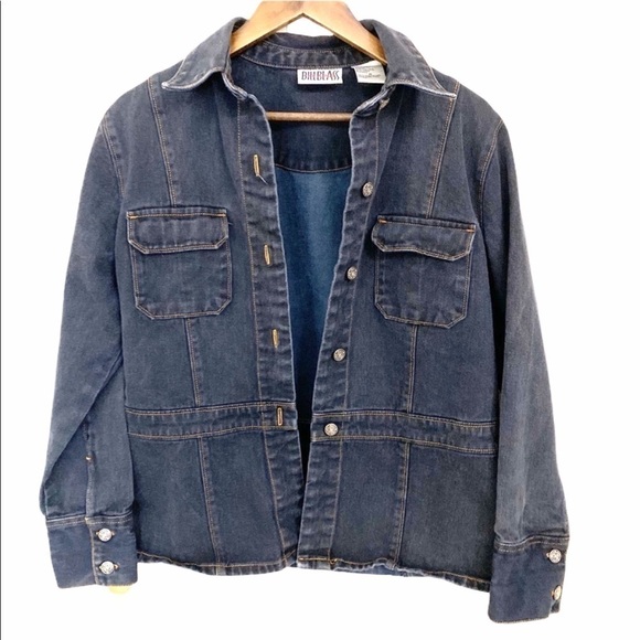 Vintage Bill Blass Y2K 90s Dark Denim Jean Jacket - Picture 1 of 6